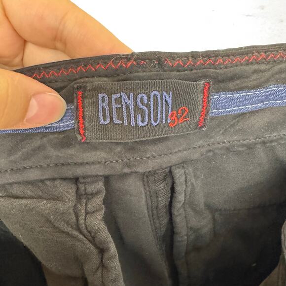 Benson Black Flat Front Slash Pockets Chino Shorts Size 32 - Picture 7 of 10